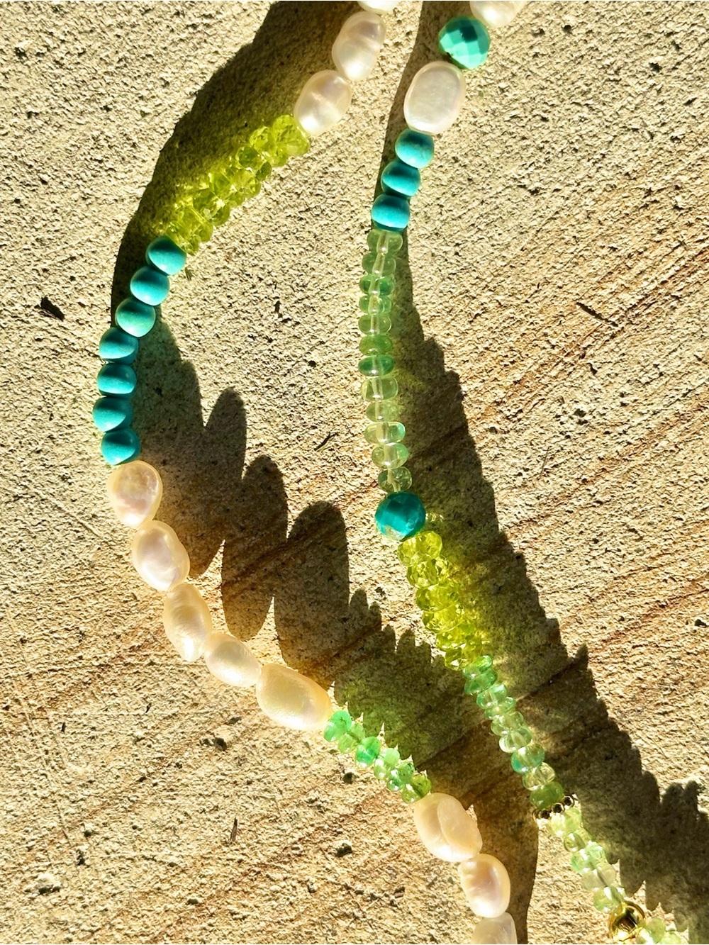 Crystal Green Amethyst & Turquoise & Pearl Necklace - Brand: Balii Crystals.